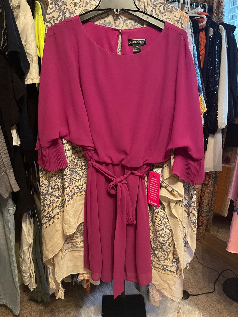 Jessica Howard Fuchsia Crewneck Shift Dress
